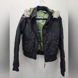 Women's Black Jacket with Fur Trim